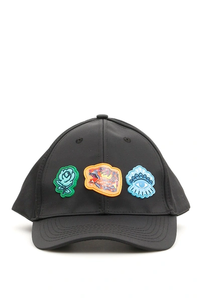 Kenzo Go Tigers Capsule Logo Patch Cap In Black