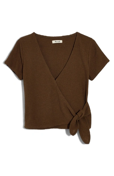 Madewell Texture & Thread Wrap Top In Weathered Olive
