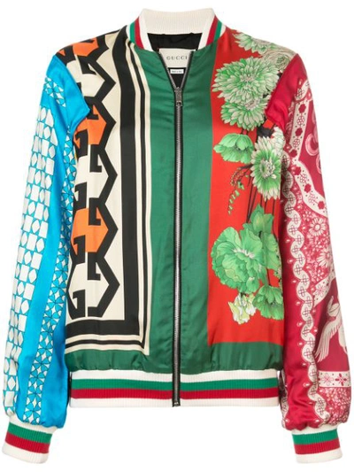 Gucci Gg Floral Print Bomber Jacket In Multicolour