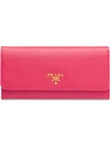Prada Logo-plaque Continental Wallet In Pink