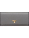 Prada Logo-plaque Continental Wallet In Grey