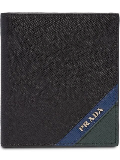 Prada Logo Plaque Bifold Wallet In Black