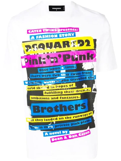 Dsquared2 Pink N Punk Brothers T-shirt In White