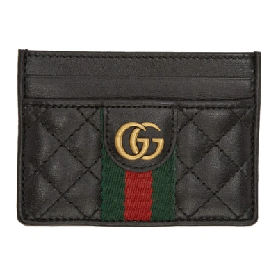 Gucci Leather Card Case With Double G In 1060 Black