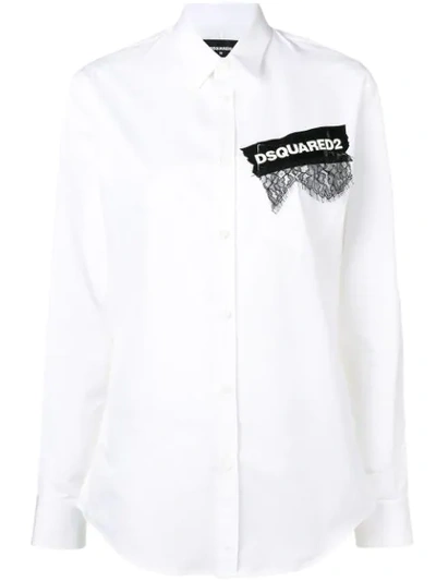 Dsquared2 Printed Lace Appliqué Shirt In White