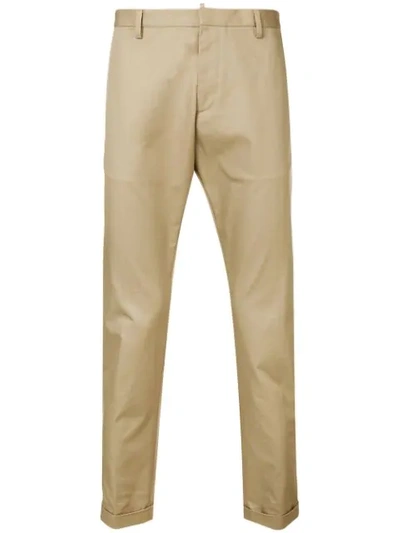 Dsquared2 Cropped Chino Trousers In Neutrals