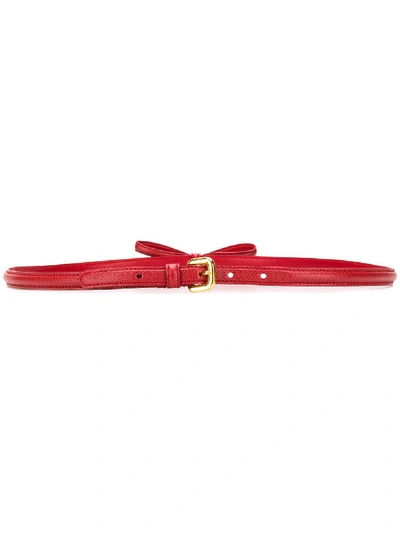 Prada Bow Detail Belt In Red