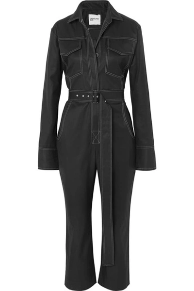 Orseund Iris Workwear Belted Cotton-gabardine Jumpsuit In Black