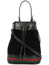 Gucci Ophidia Mini Textured Leather-trimmed Suede Bucket Bag In Black