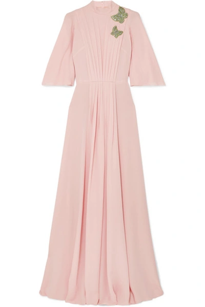 andrew gn dress pink Andrew Gn Crystal Short-Sleeve Gown