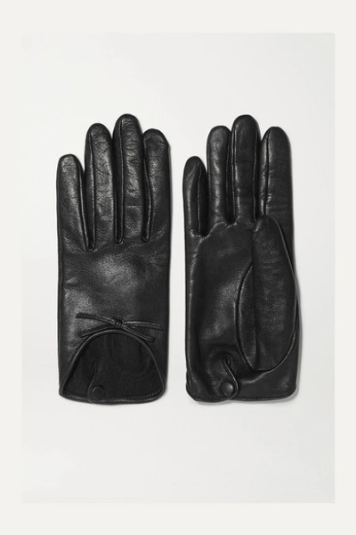 Agnelle Josie Bow-embellished Leather Gloves In Black