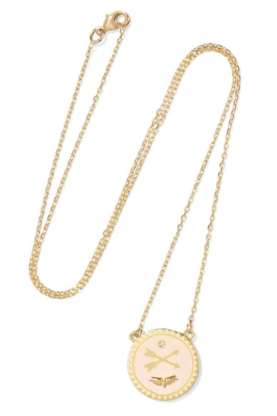 Foundrae Passion Petite 18-karat Gold, Diamond And Enamel Necklace