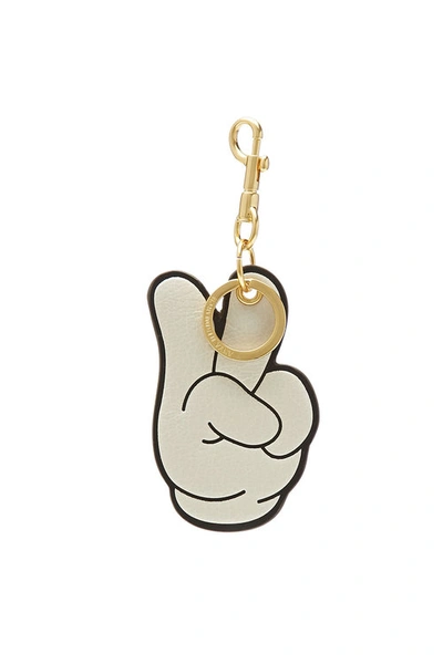 Anya Hindmarch Victory Leather Keyring In Chalk Capra