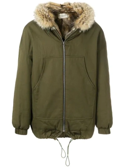 Holland & Holland Fur Hood Jacket In Green