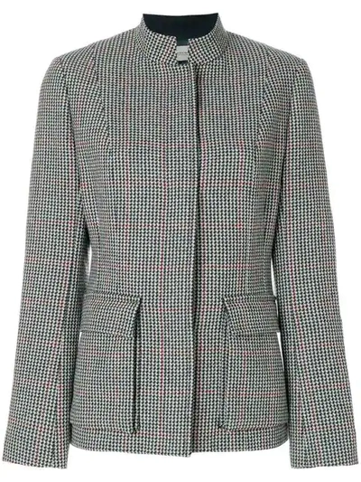 Holland & Holland Checked High Collar Jacket - Grey