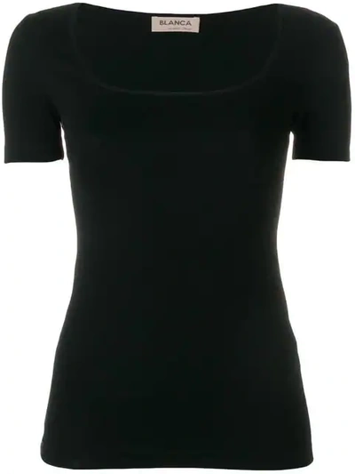 Blanca Short-sleeve Fitted Top In Black