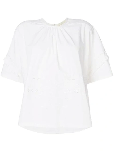 Tela Embroidered Blouse In White