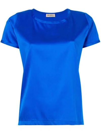 Blanca Metallic Short-sleeve Top In Blue