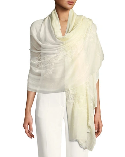Bindya Accessories Opposite Attraction Lace-trim Stole In Ivory