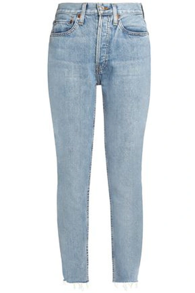 Re/done By Levi's Woman Faded High-rise Skinny Jeans Mid Denim