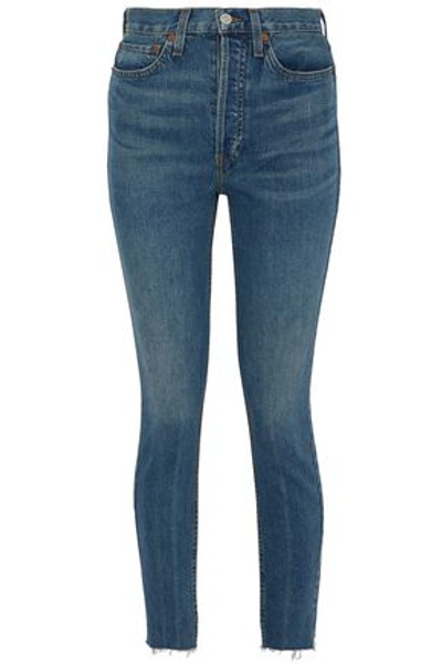 Re/done By Levi's Woman Faded High-rise Skinny Jeans Mid Denim