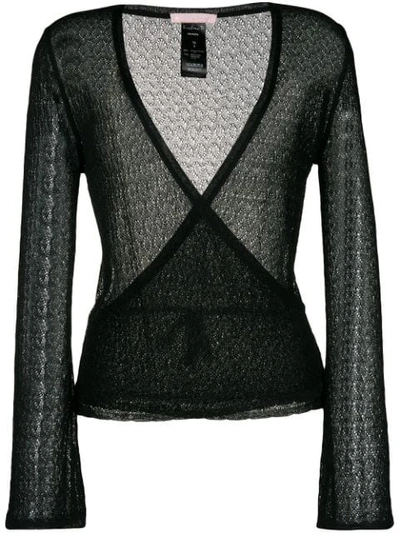 Kristina Ti Open Knit Wrap Cardigan In Black