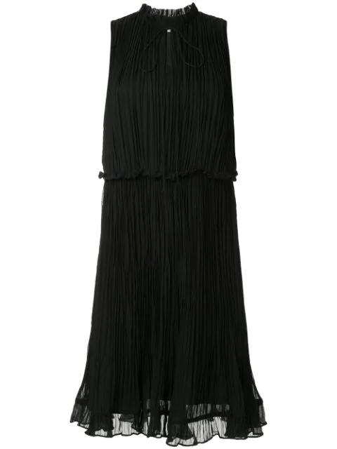 Ck Calvin Klein Crinkle Sleeveless Mini Dress - Black | ModeSens