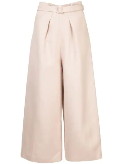 Comme Moi Cropped Wide Leg Trousers In Pink