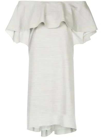 Comme Moi Off The Shoulder Ruffled Dress In Grey