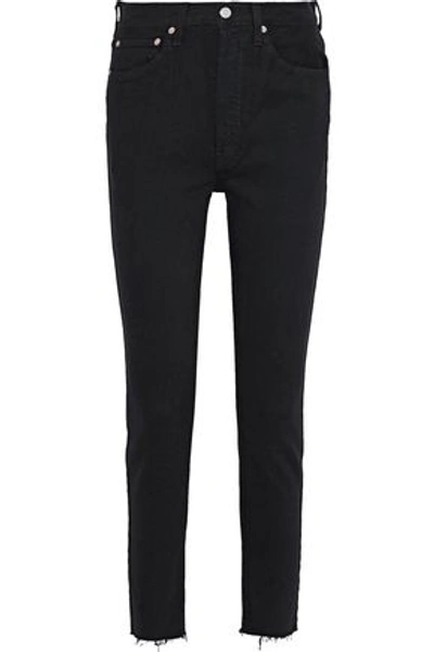 Re/done By Levi's Re/done Woman Faded High-rise Skinny Jeans Black