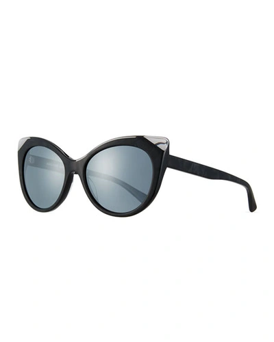 Alain Mikli Leala Mirrored Cat-eye Sunglasses In Noir