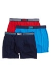 Saxx Ultra Boxer Briefs - Pack Of 3 In Blue/ Navy/ Red