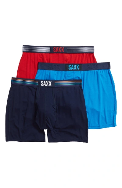 Saxx Ultra Boxer Briefs - Pack Of 3 In Blue/ Navy/ Red