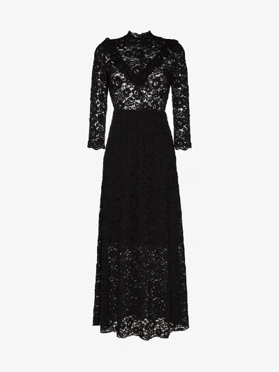 By Timo High Neck Lace Maxi Dress In Black