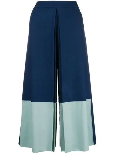 Bodice Merino Wool Box-pleated Culottes In Blue