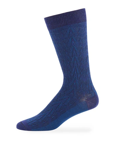 Ace & Everett Men's Cb Textured-knit Wool-blend Socks In Blue