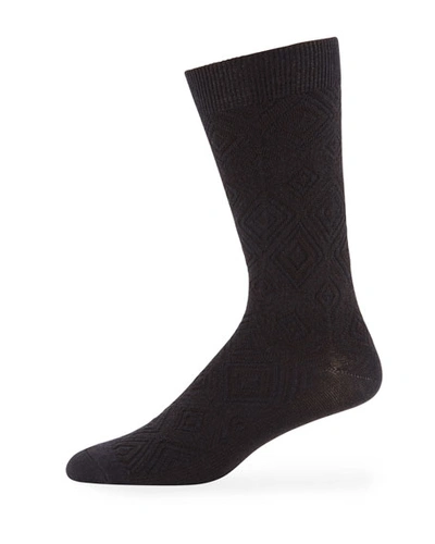 Ace & Everett Men's Mb Textured Wool-blend Socks In Ebony