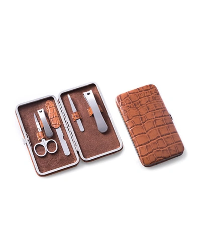Bey-berk Embossed Leather Manicure Set