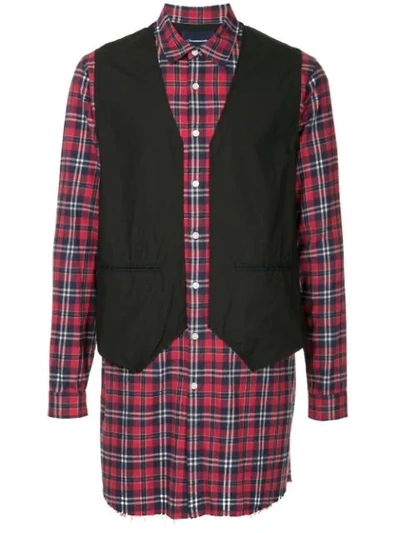 John Undercover Checked Waistcoat Shirt In Multicolour