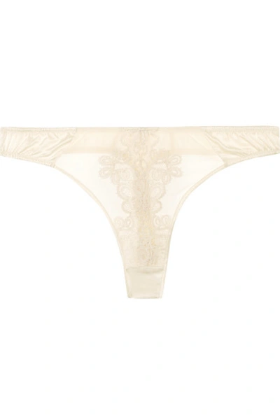Adina Reay Jess Lace-trimmed Tulle And Satin Thong In White