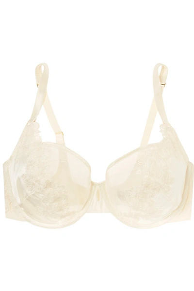 Adina Reay Jess Dd+ Lace-trimmed Tulle And Satin Underwired Balconette Bra In White