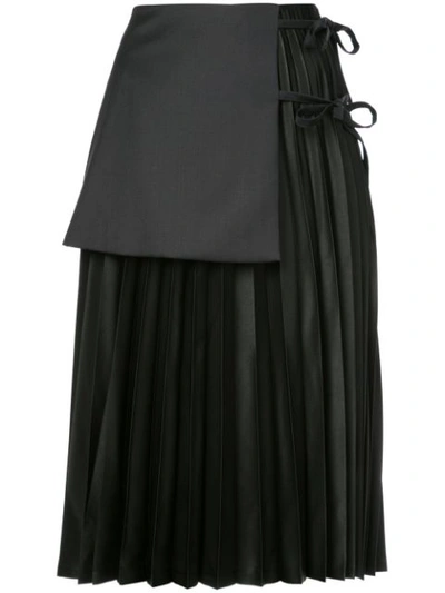 Noir Pleat Layered Skirt - Black