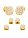 Cufflinks, Inc Pavé Crystal And Stainless Steel Cufflinks In Gold