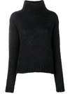 Tela Roll Neck Chunky Knit Sweater In Black