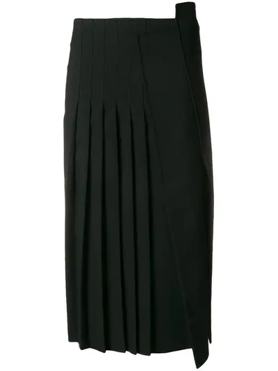Asymmetric Pleated Skirt - Black
