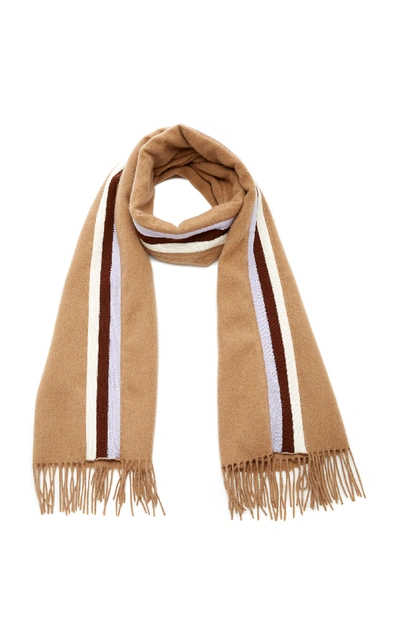 Donni Racer Striped Wool Scarf In Brown