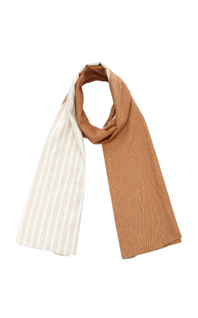 Donni Diagonal Reversible Linen-blend Scarf In Brown