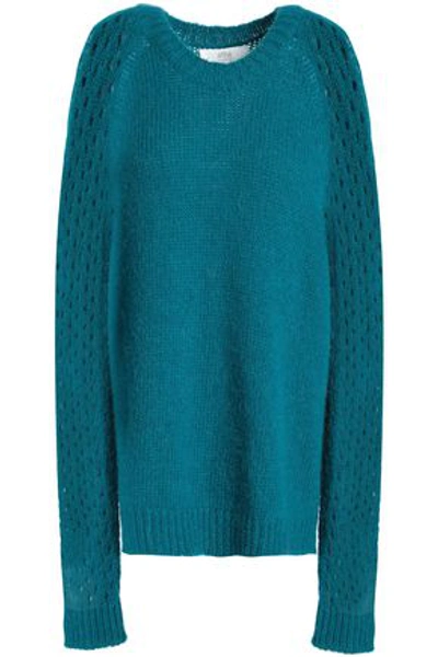 Vanessa Bruno Athé Woman Paneled Knitted Sweater Teal