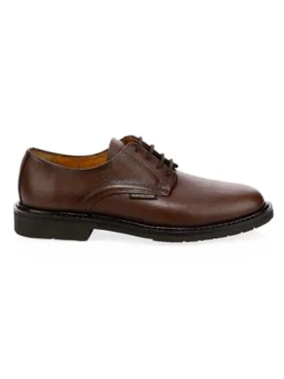 Mephisto Polished Pebbled Leather Oxfords In Chestnut