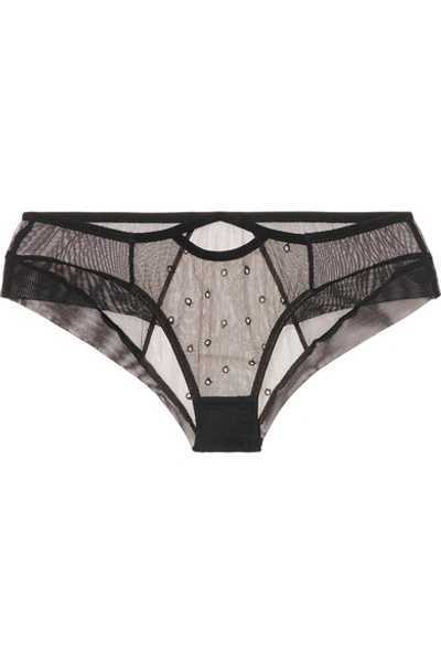 Adina Reay Kiki Stretch-tulle Briefs In Black